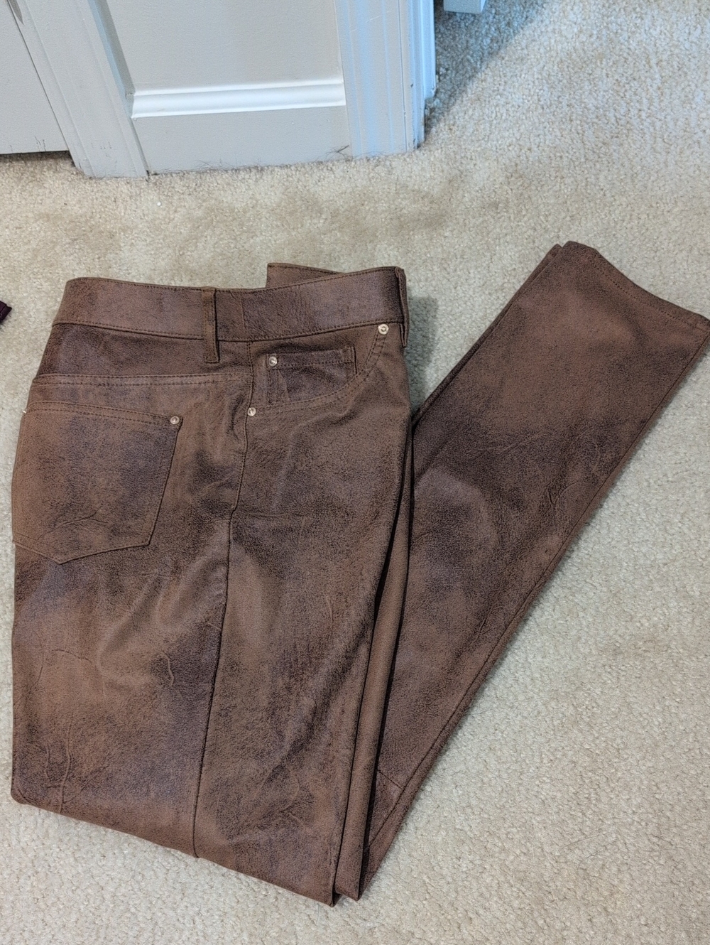 Chico's Women's Pull On Brown Faux-Suede Jeans